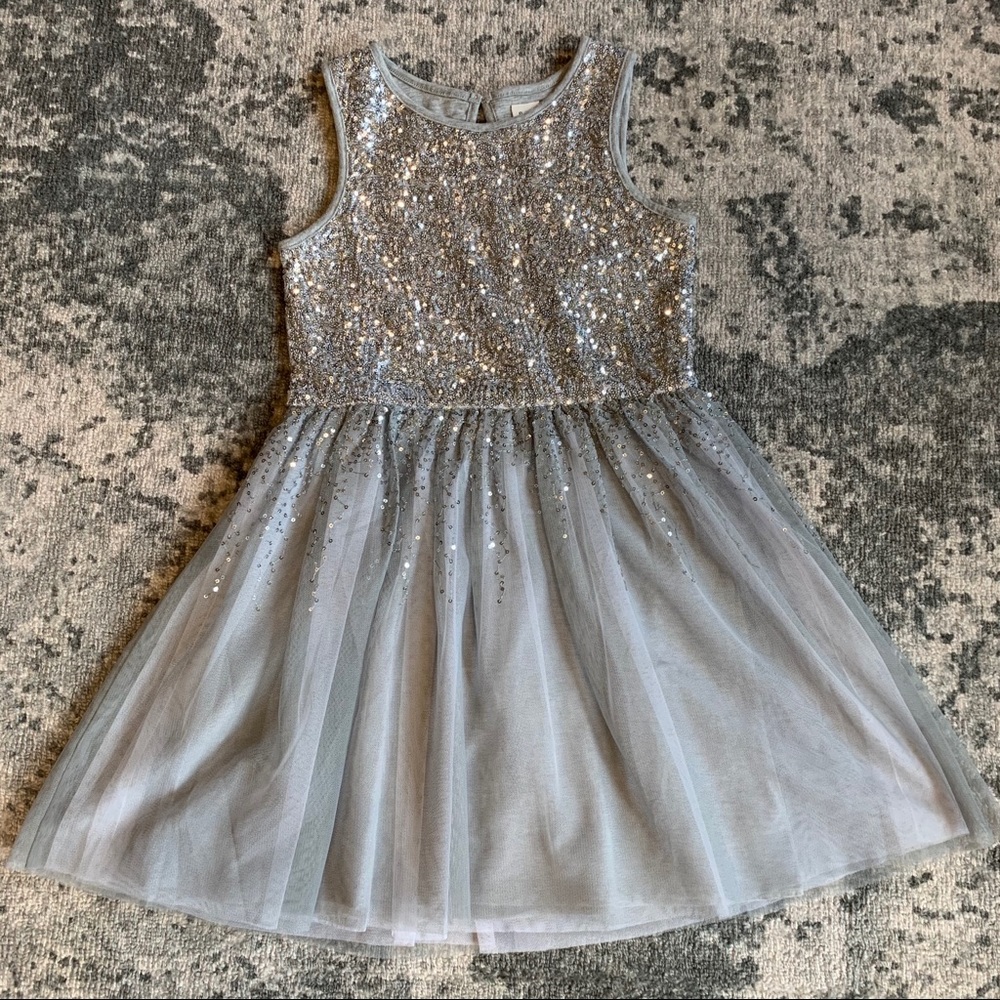 Gap Silver Grey Sparkle Holiday Christmas Party Dress Medium 8
